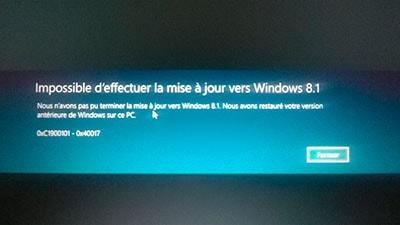 Problèmes de mise à jour vers Windows 8.1